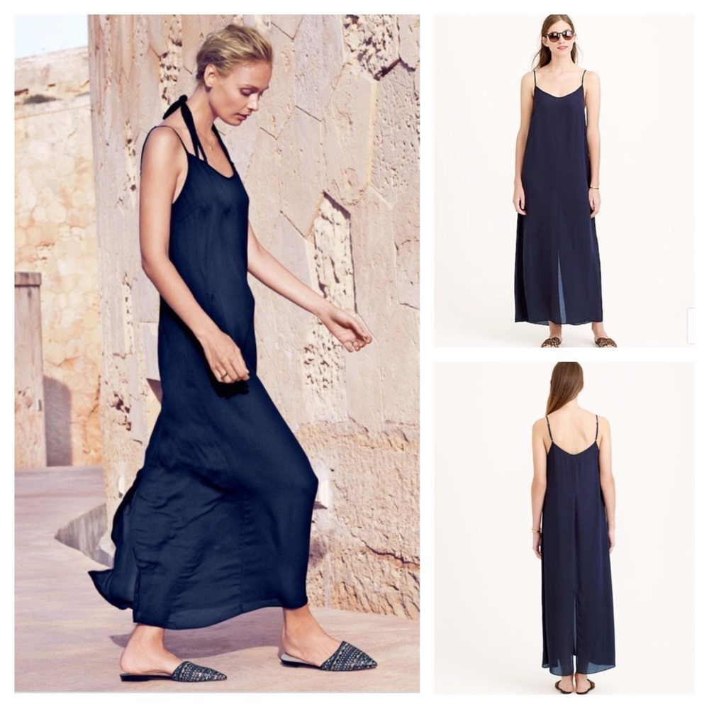 J. Crew Crepe Maxi Dress, Navy Blue Sz S
